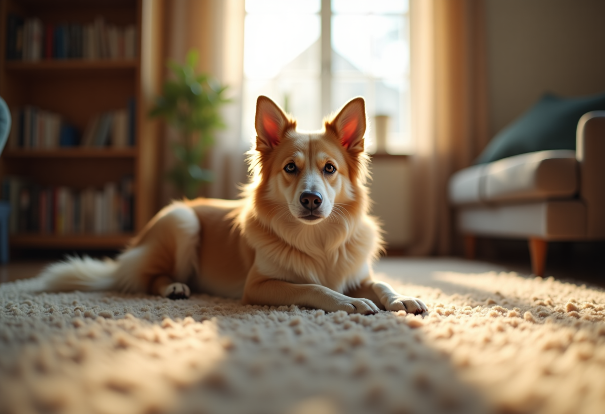 Perro senior feliz en un hogar amoroso