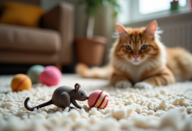 Gato jugando con un juguete, errores comunes