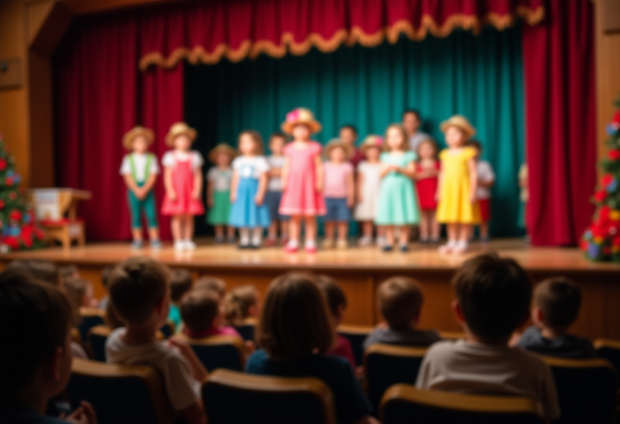 Bambini che assistono a uno spettacolo teatrale al festival