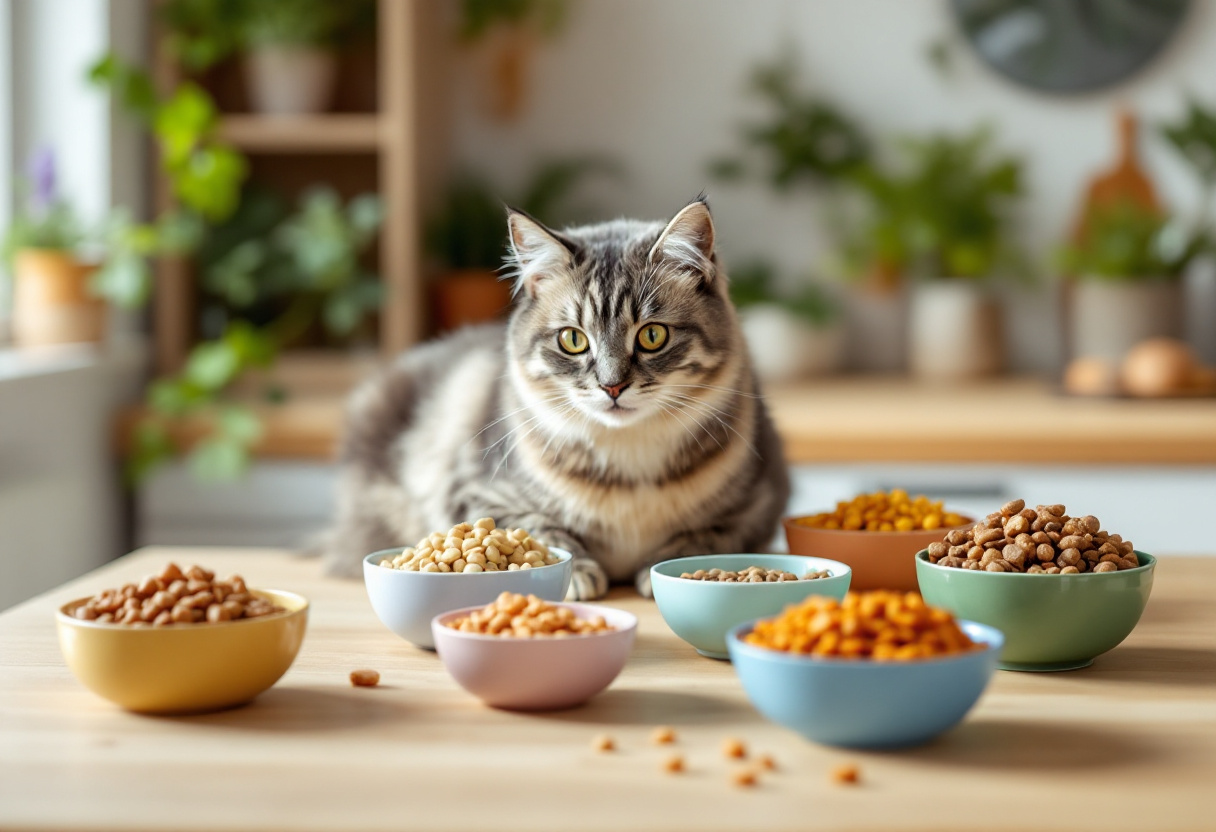 Gato mirando dulces peligrosos para su salud