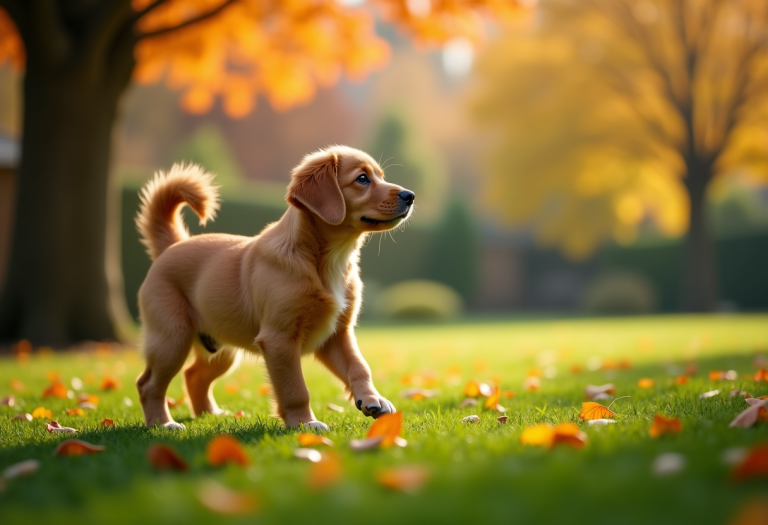 Mascota protegida de parásitos en otoño