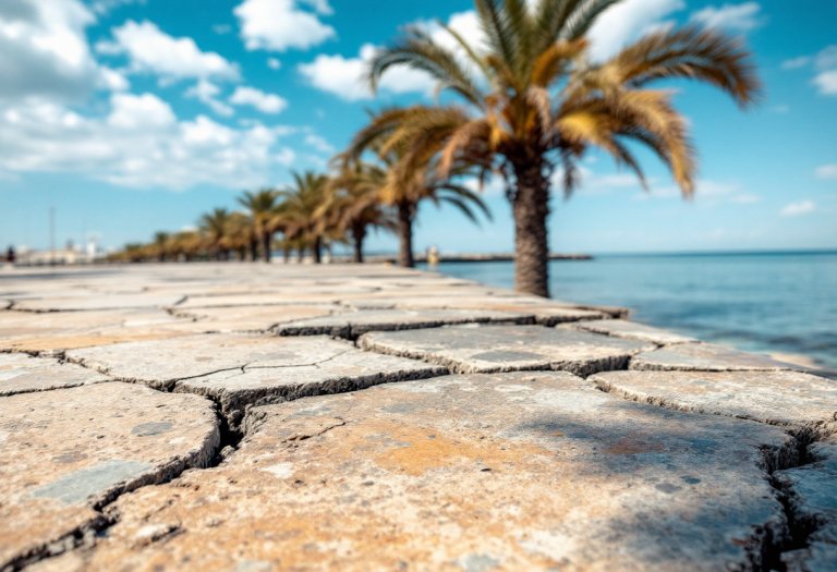 Immagine del lungomare di Gela con problemi di sicurezza