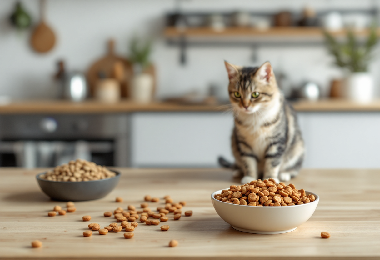 Gato disfrutando de su pienso especial para gatos esterilizados