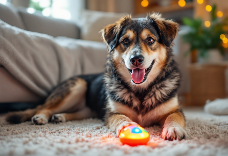 Perro jugando con un juguete que hace ruido