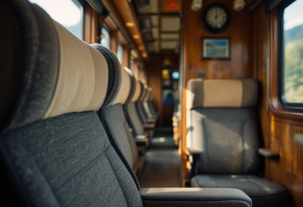 Mascota cómoda en un tren durante el viaje