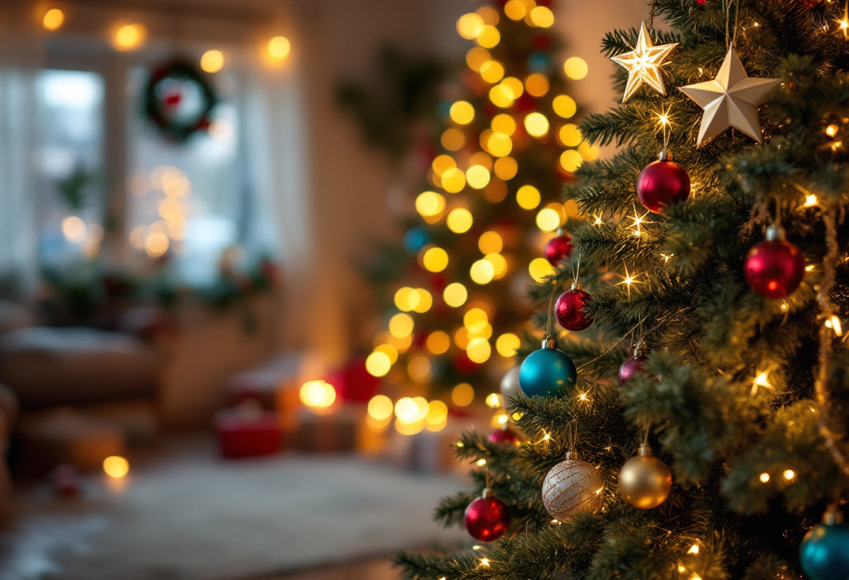 Niños interactuando con animales en un entorno navideño