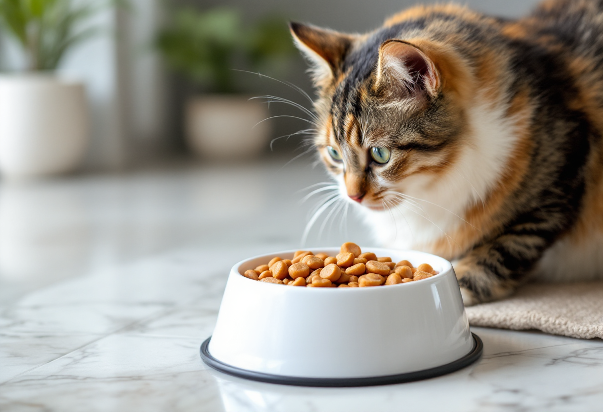 Gato disfrutando de comida húmeda hipoalergénica