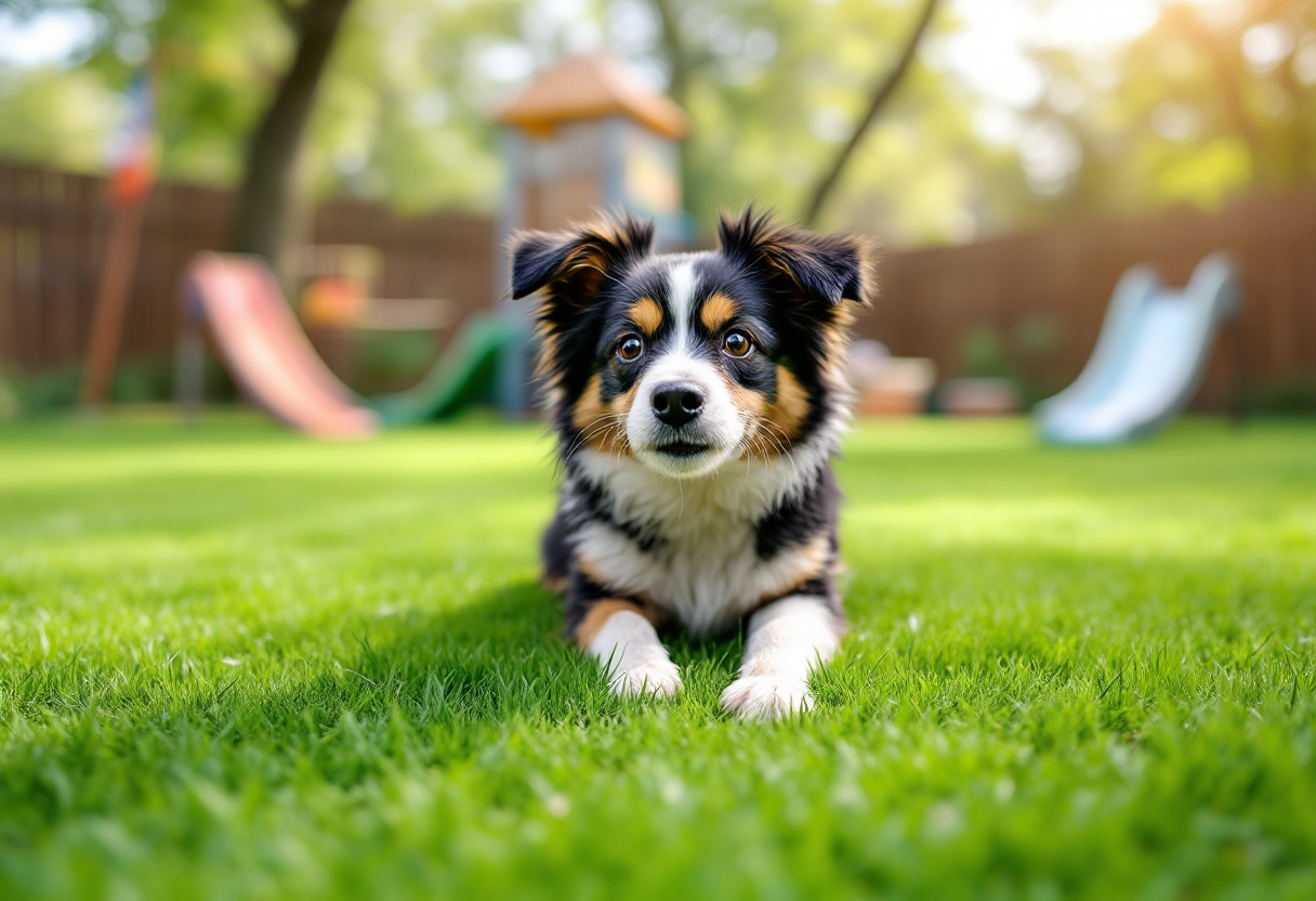 Un perro feliz en una perrera bien cuidada