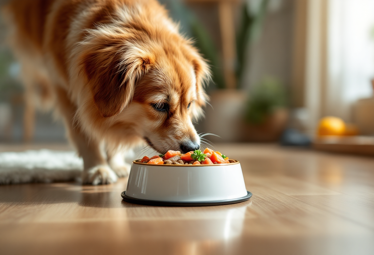 Mascota disfrutando de una comida saludable y equilibrada