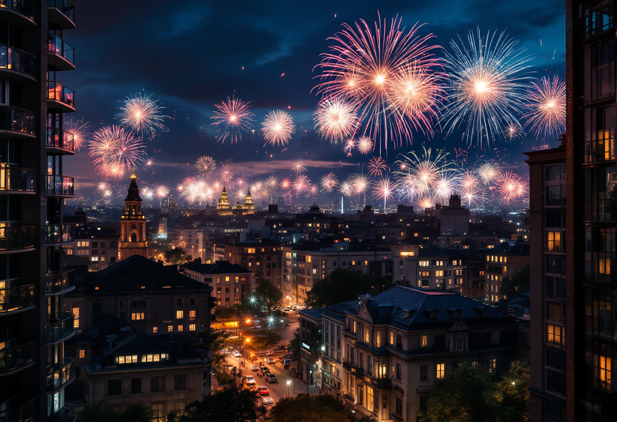 Animales asustados por fuegos artificiales en la noche