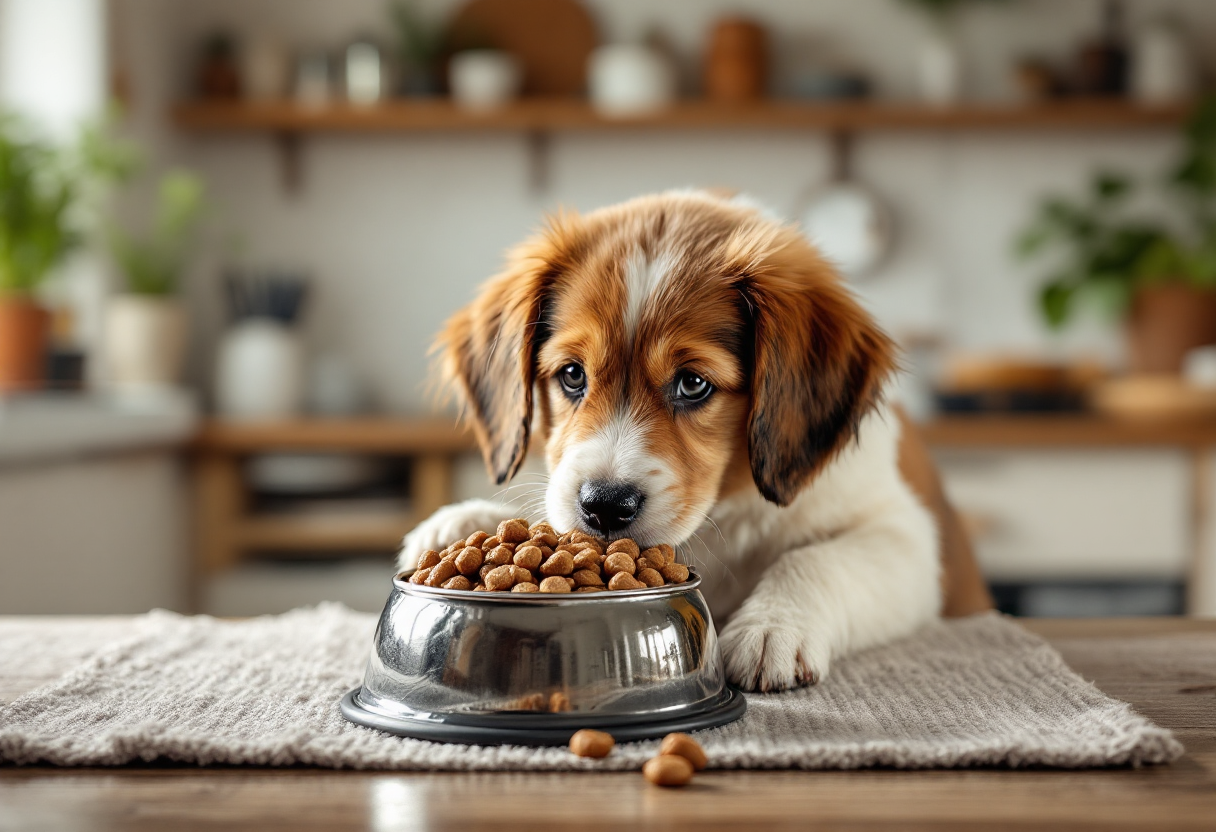 Cachorro disfrutando de comida húmeda nutritiva