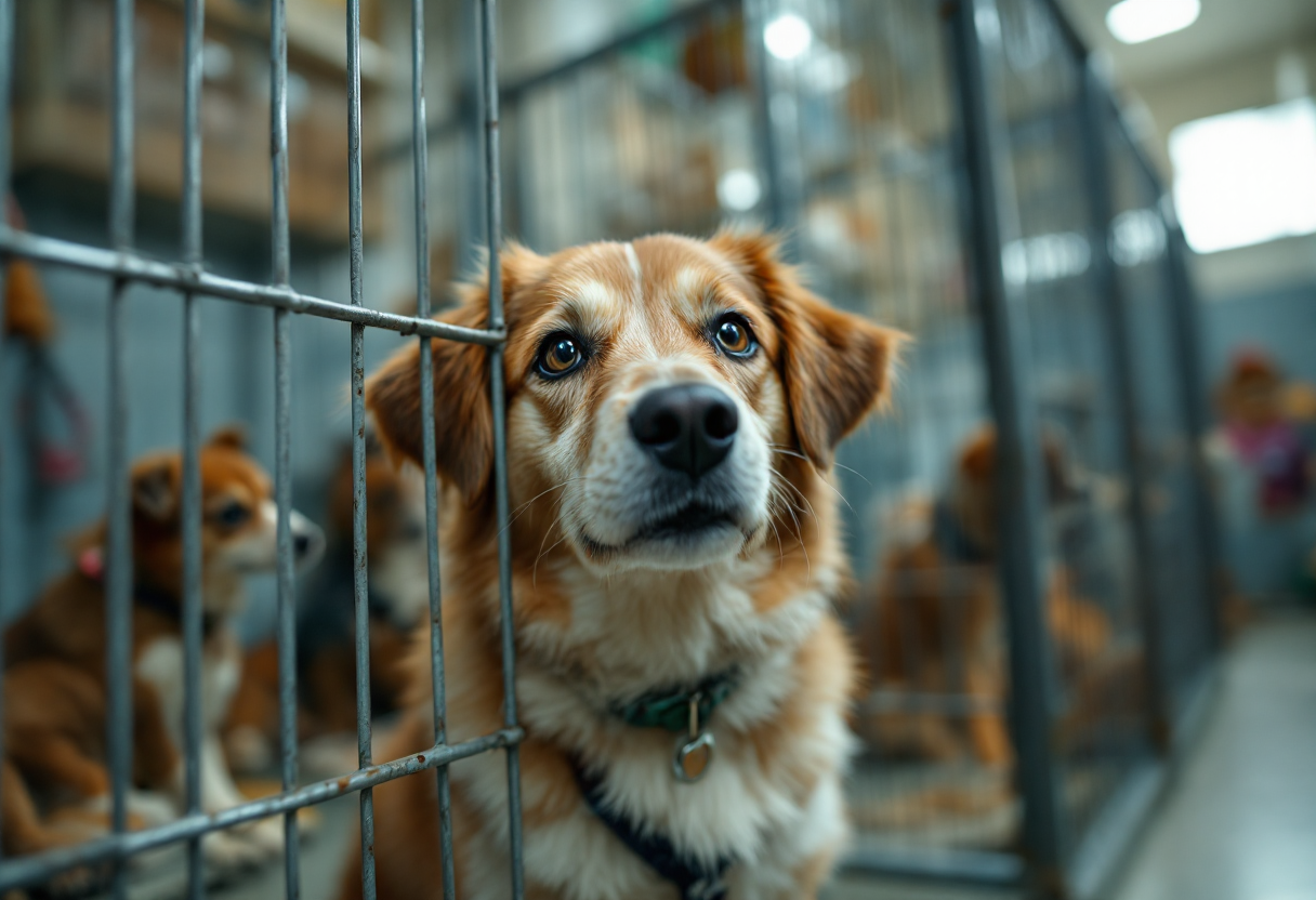 Immagine di un animale adottato felice con il suo nuovo proprietario