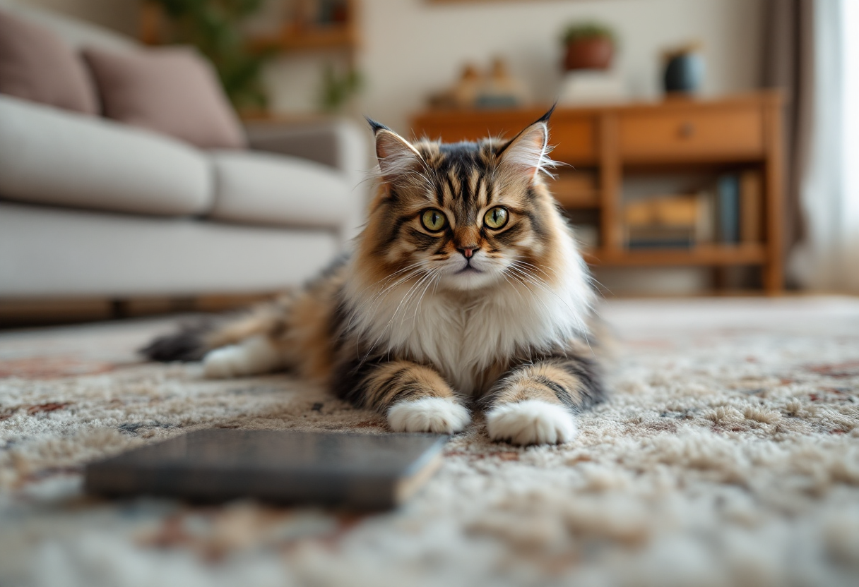 Gato persiano de pelaje largo y ojos grandes