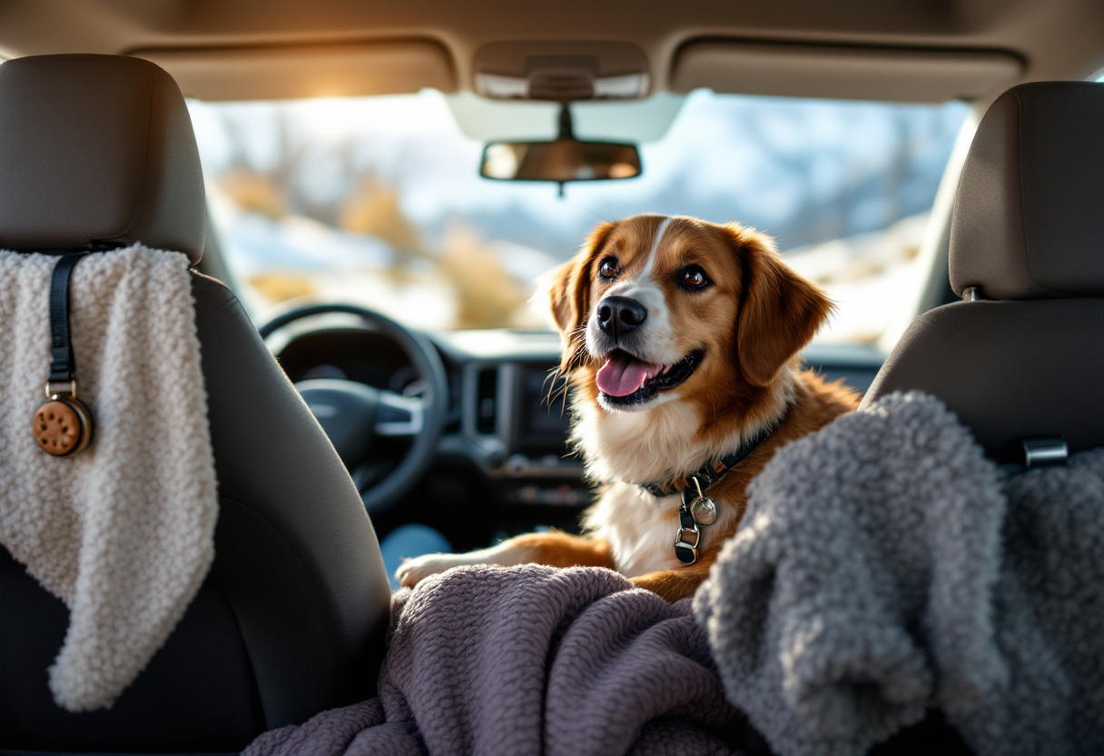 Cane e gatto in viaggio con il loro proprietario