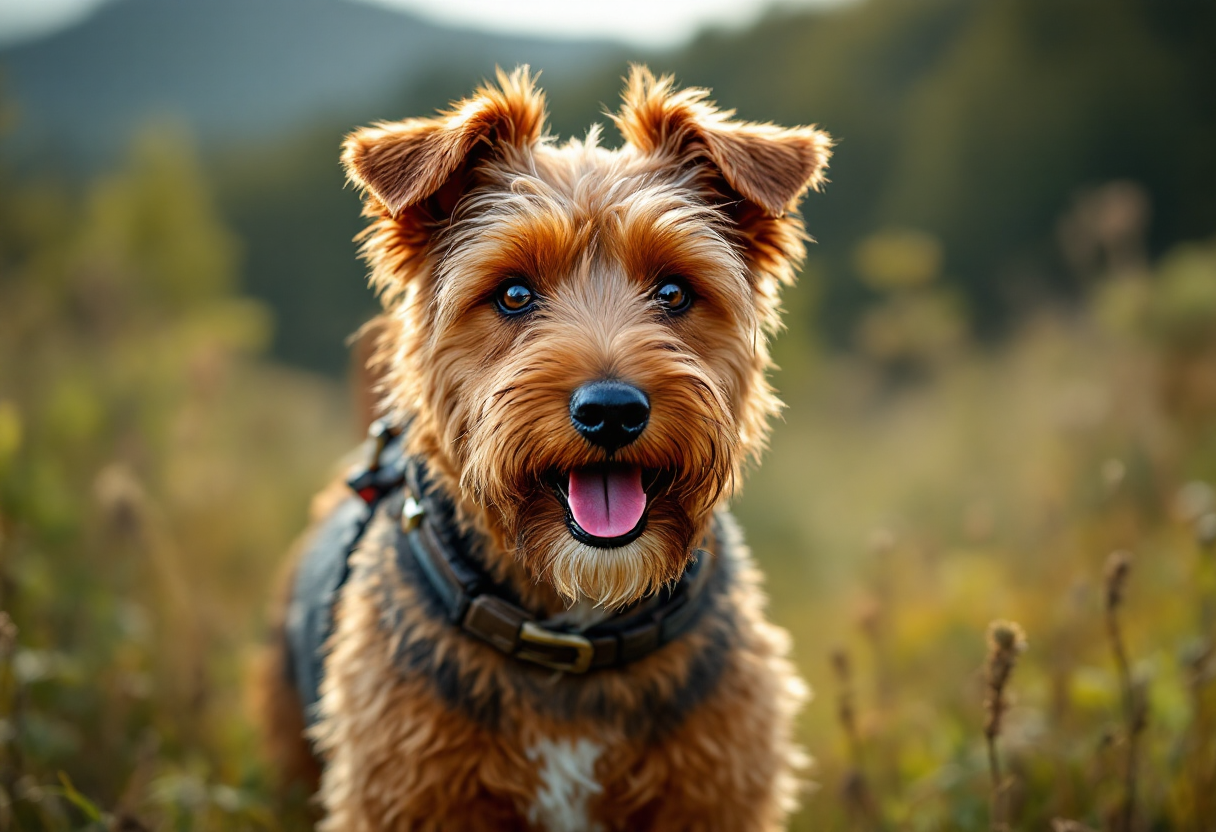 Airdale Terrier con pelo folto e sguardo dolce