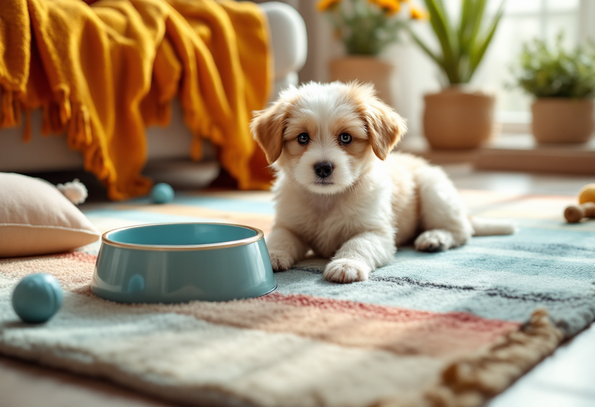 Cachorro recién nacido siendo cuidado por su dueño