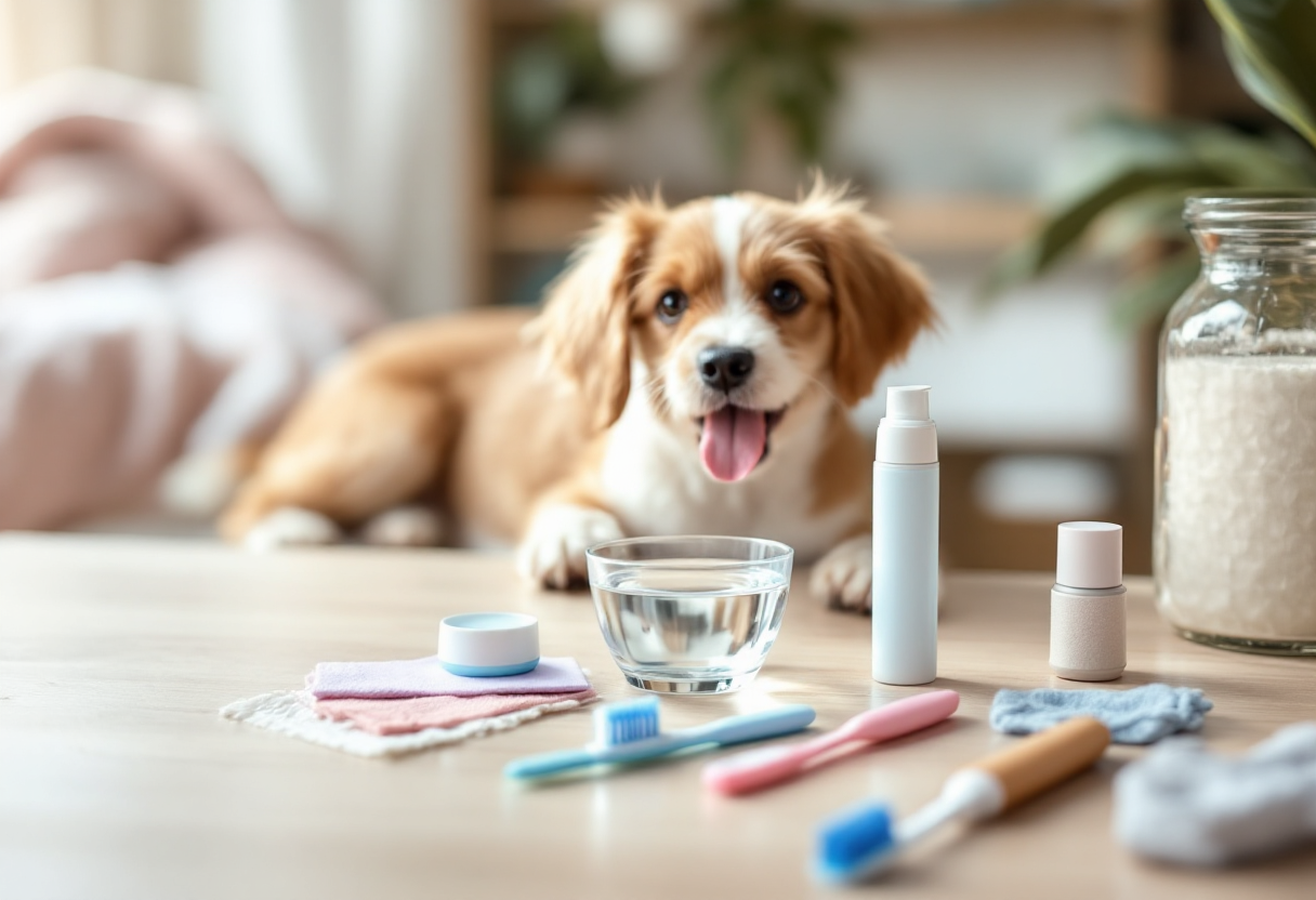 Perro con dientes limpios mostrando la importancia de la higiene dental