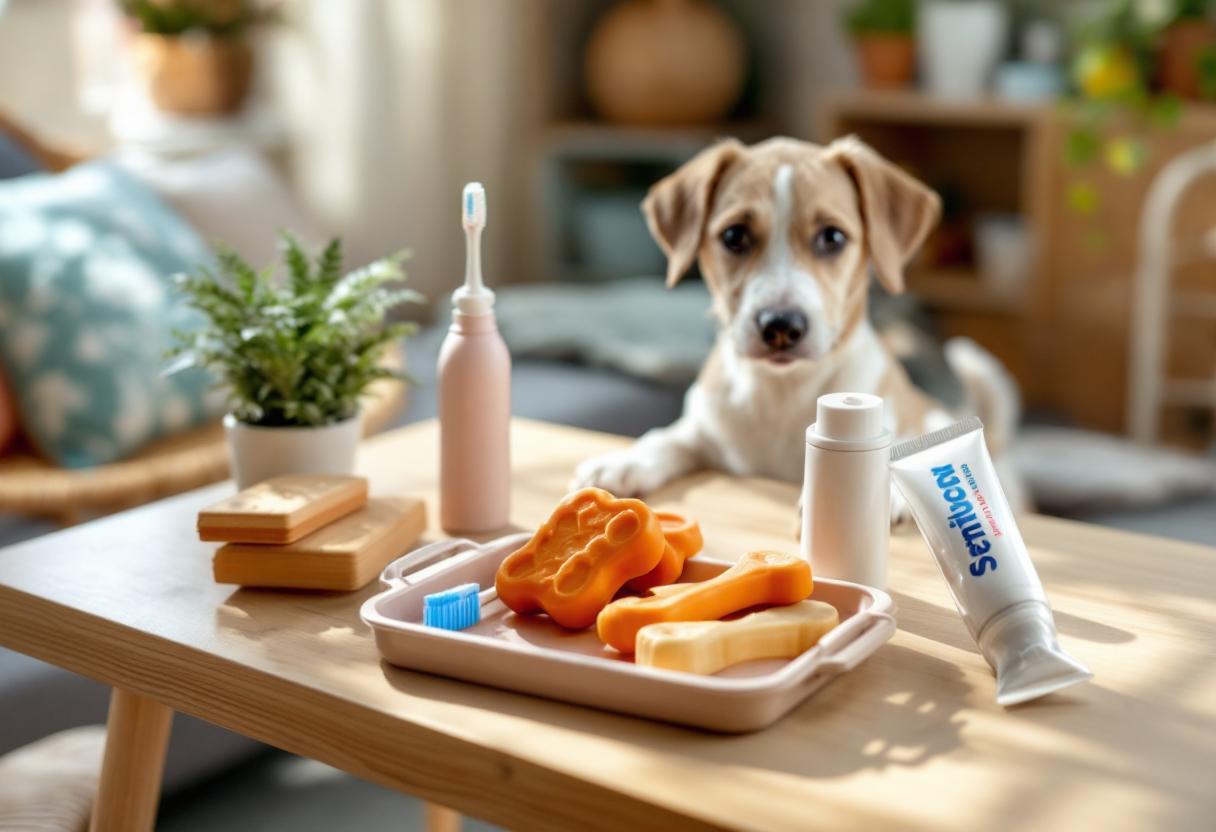 Perro con dientes limpios y saludables