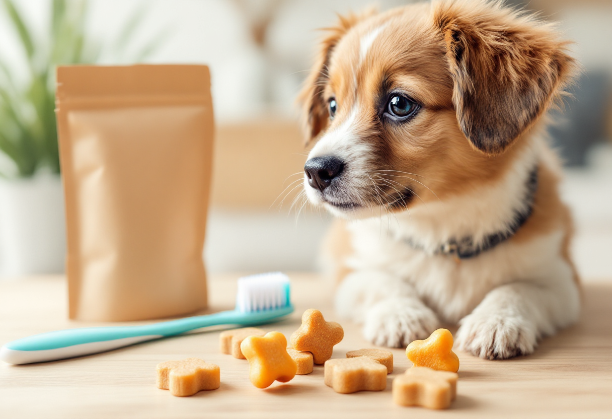 Perro con dientes limpios y saludables