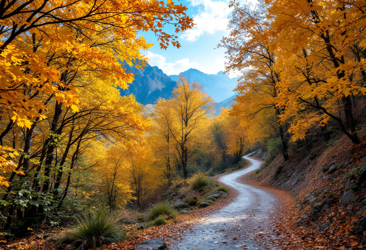 Perro disfrutando de una ruta de senderismo en otoño